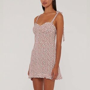 White Mini Sundress with Red Heart Print